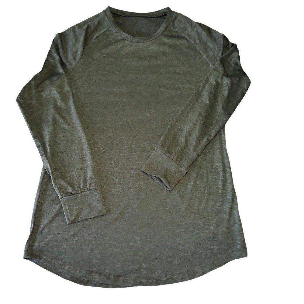 Womens L and XL Forest Green Round Neck Raglan Long Sleeve Tunic High Low Shirt - Picture 6 of 8